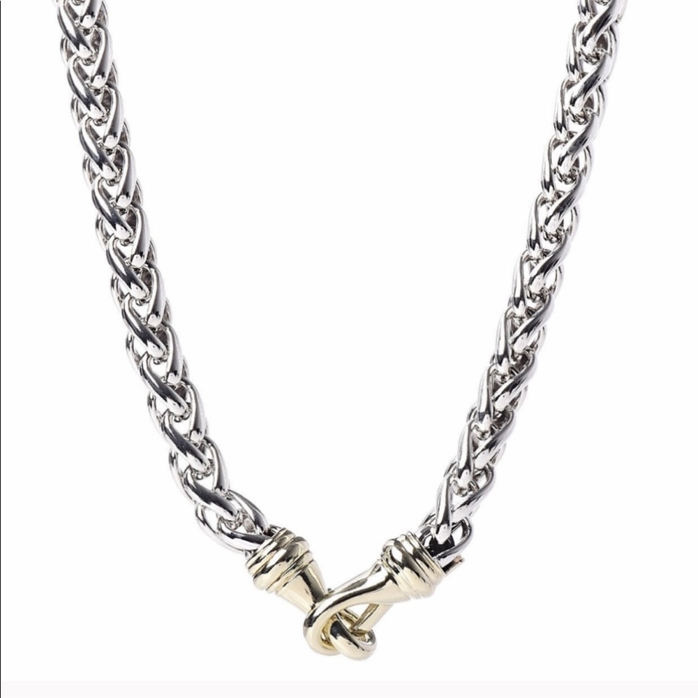 David Yurman Two-Tone Braided Silver and Gold Necklace